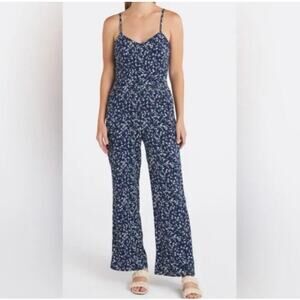 41 Hawthorn Navy Floral Spaghetti Strap Long Pants Romper New M